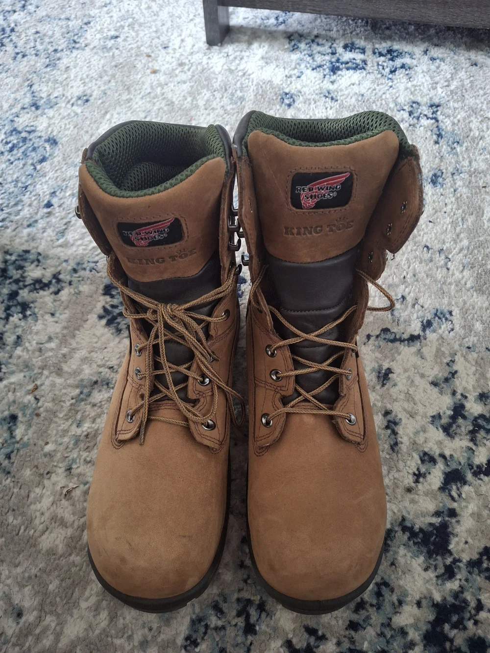 Red Wing Shoes tan brown leather King Toe tongue patch boots